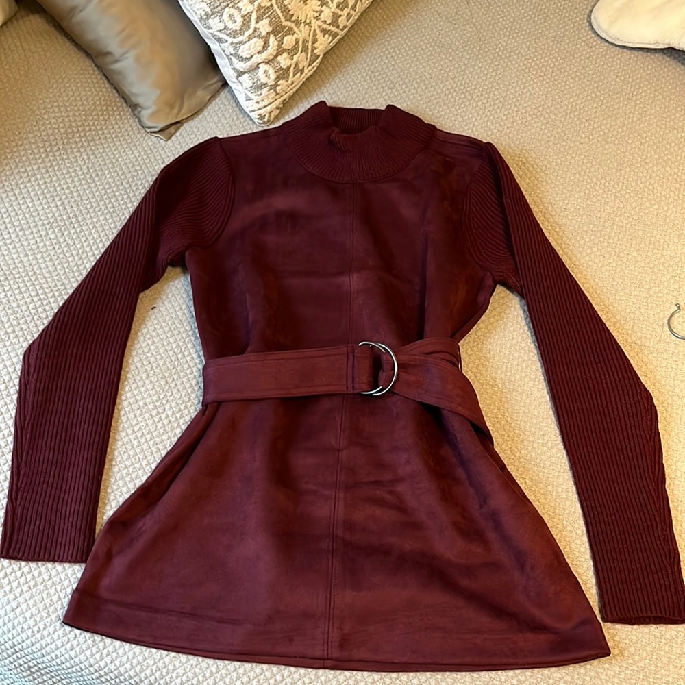 Ann Taylor mixed media suede sweater